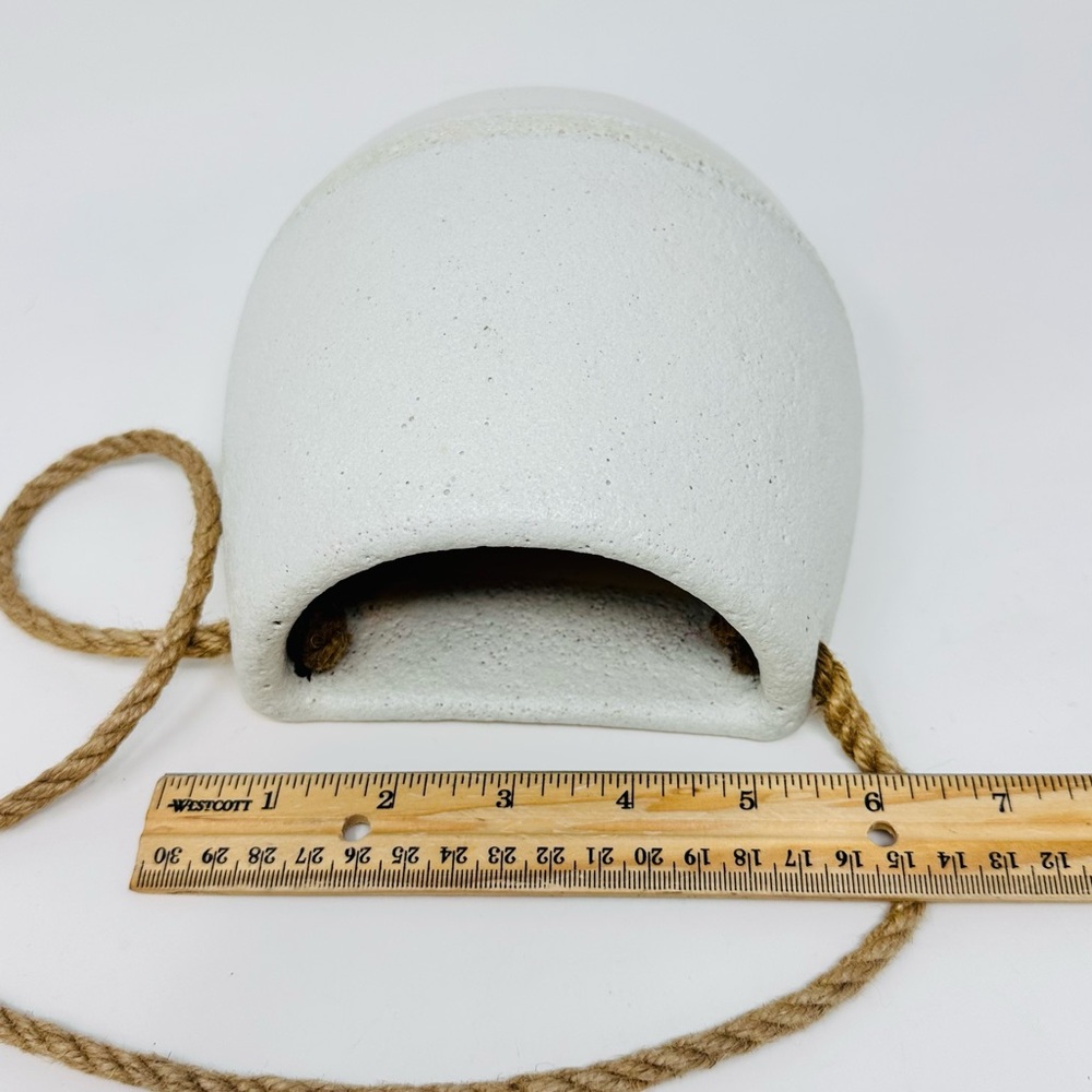 Minimalist Wall Pocket Planter Hanging Ceramic Stoneware White Cream Flat Back - Picture 11 of 12